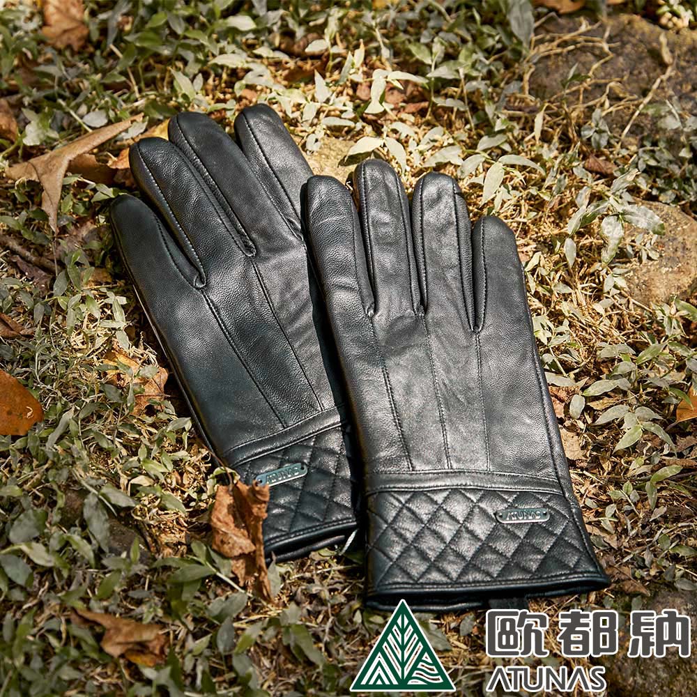【ATUNAS 歐都納】女款羊皮手套 (A1AG2102W 黑/刷毛/保暖/觸感佳)