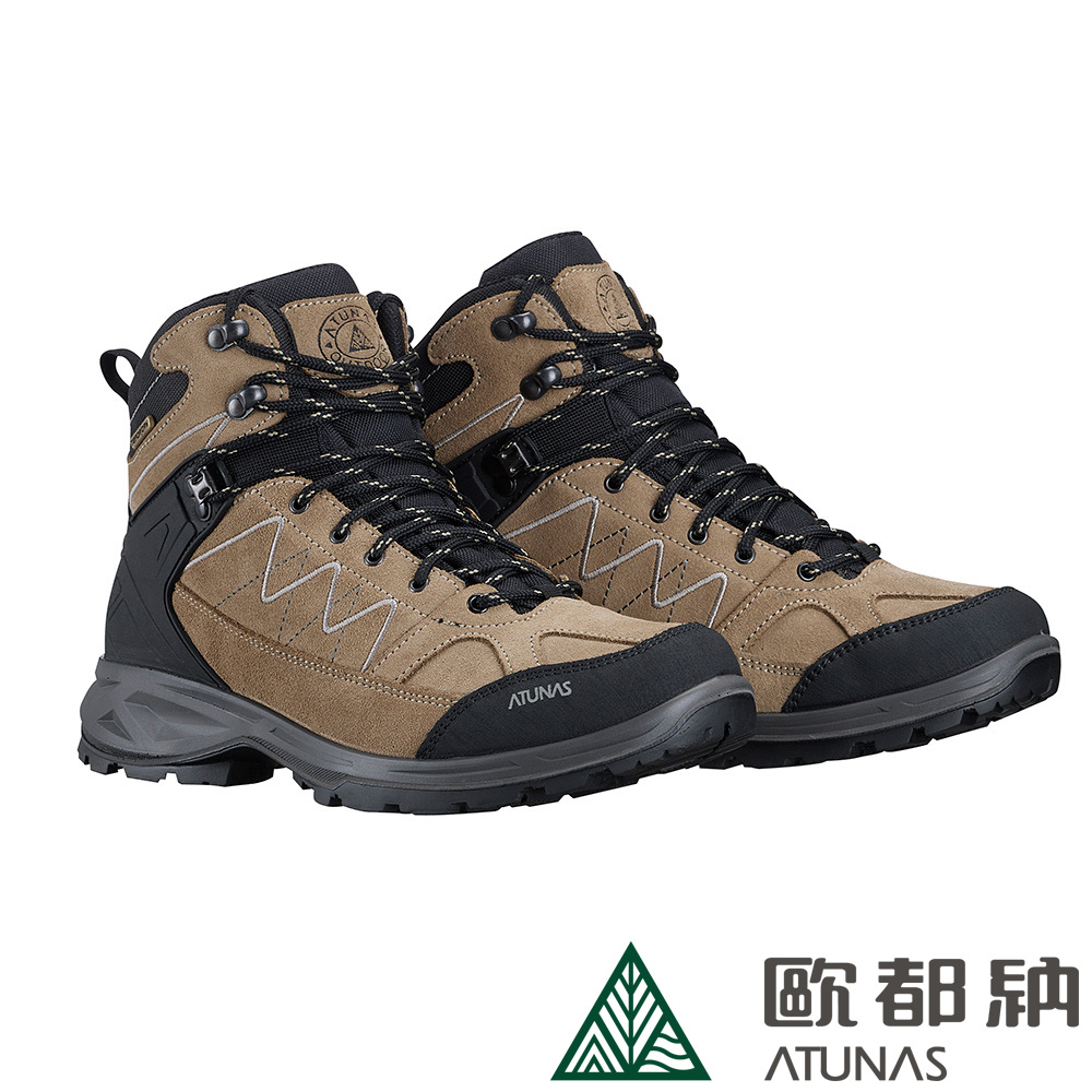 【ATUNAS 歐都納】中筒登山健行鞋 (A1GCEE14N 卡其灰/耐磨/透氣/寬楦)