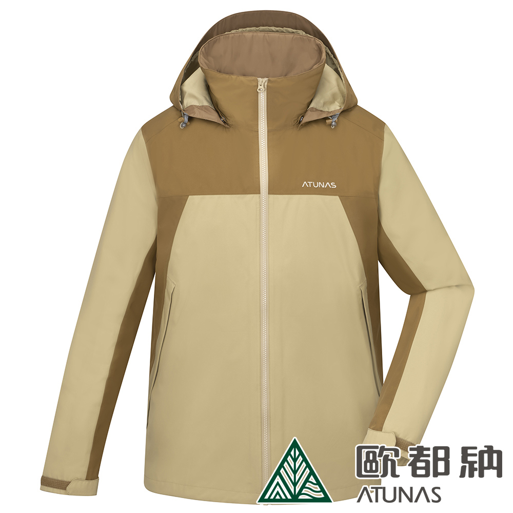 【ATUNAS 歐都納】男款樂遊戶外2L GT+羽絨兩件式外套A1GT2501M棕/卡其綠