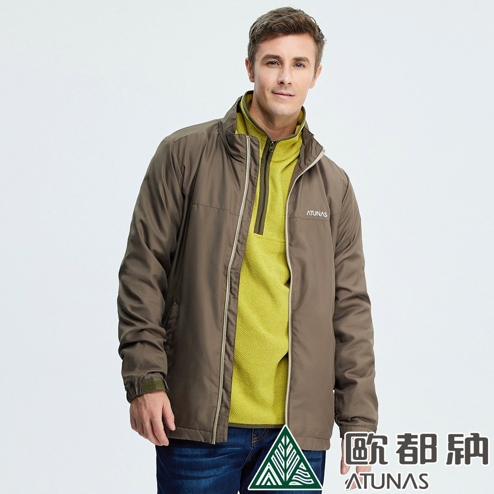 【ATUNAS 歐都納】男款超輕天鵝絨外套 (A1GA2119M 深橄綠/防潑水/抗風/刷毛/透氣)