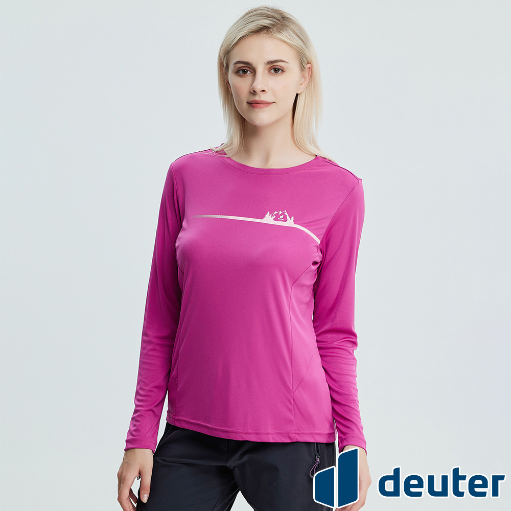 【德國deuter】女款DEUTER長袖T恤 (DE-T2204W 紫紅/排汗/透氣)