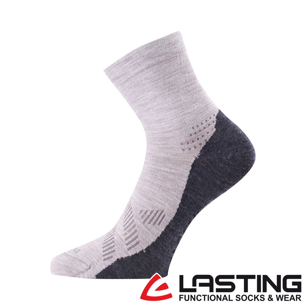 【LASTING 捷克】羊毛中筒襪 (LT-FWT 白灰/透氣/舒適/保暖/雙溫感/美麗諾)