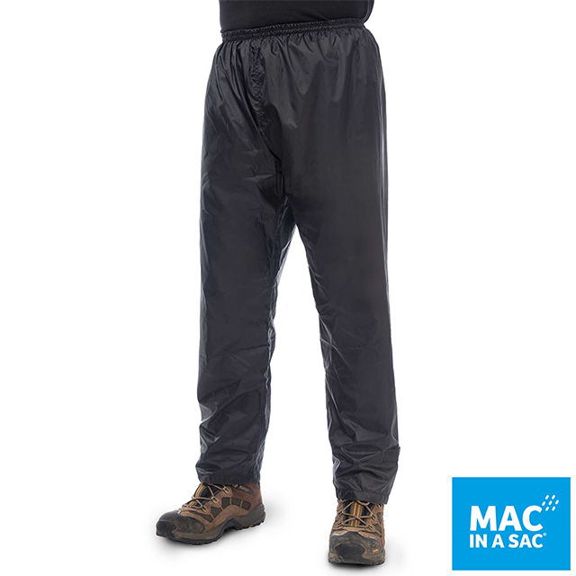 【MAC IN A SAC】輕巧袋著走防水透氣長褲(MNS093 黑/中性/防風/好攜帶/快速穿脫)