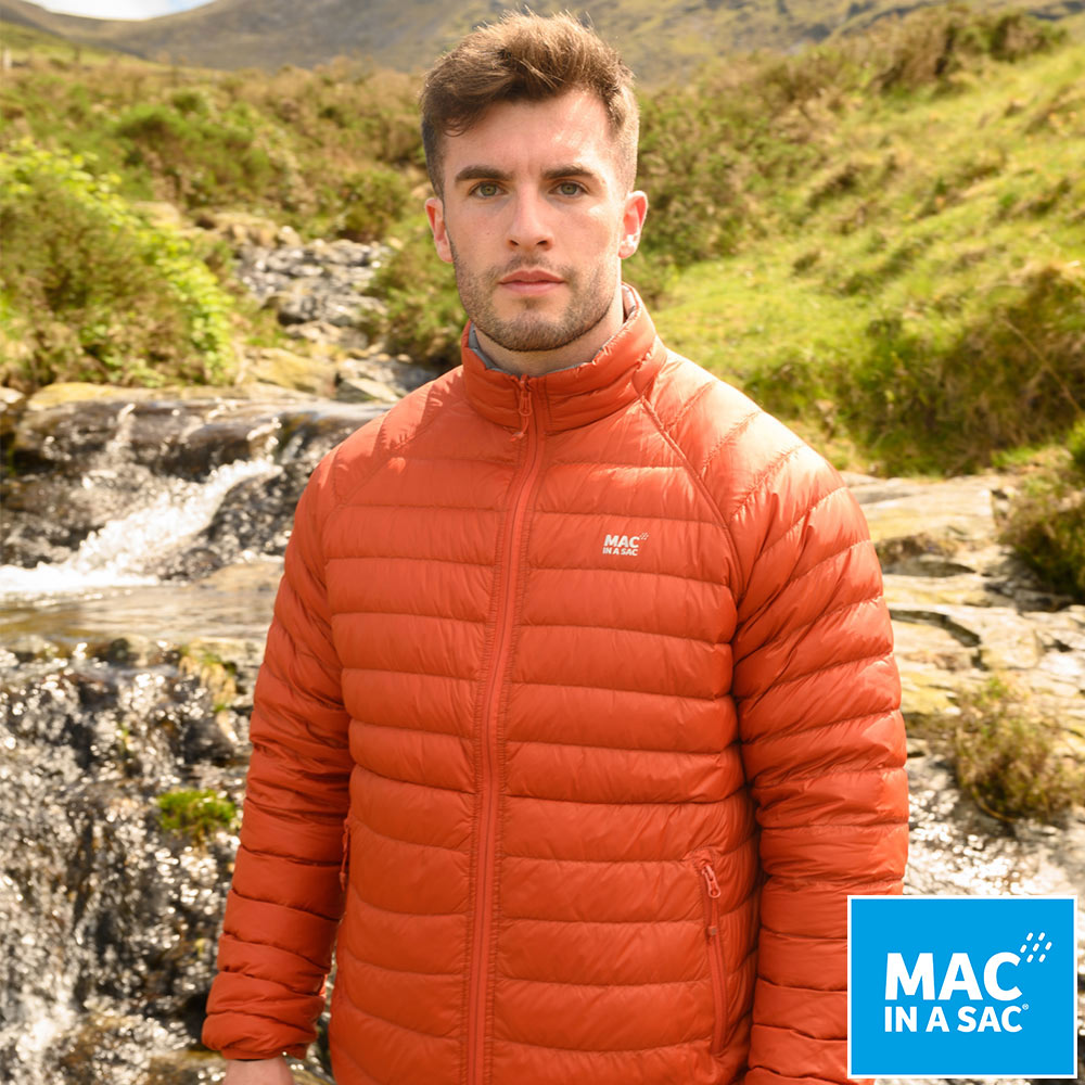 【MAC IN A SAC】男款輕暖袋著走雙面羽絨外套(MNS126 橘/防潑水/好攜帶/雙面設計)