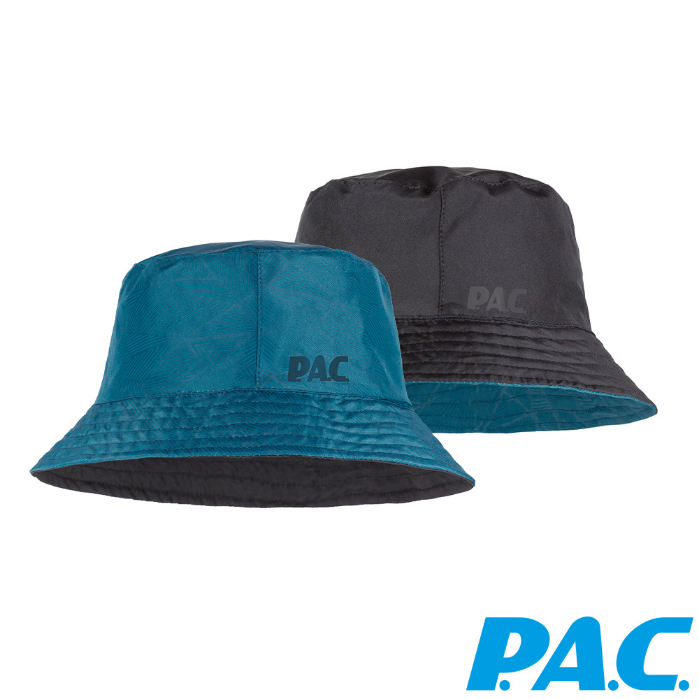 【PAC 德國】雙面口袋折疊漁夫帽 (PAC30441002 幾何藍綠/黑/輕量/抗UV/雙面使用)