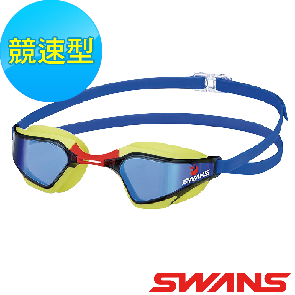 【SWANS 日本】競速型內鑲鍍膜泳鏡 (SR-72MMITPAF 藍/綠/抗UV/防霧/視野加大)