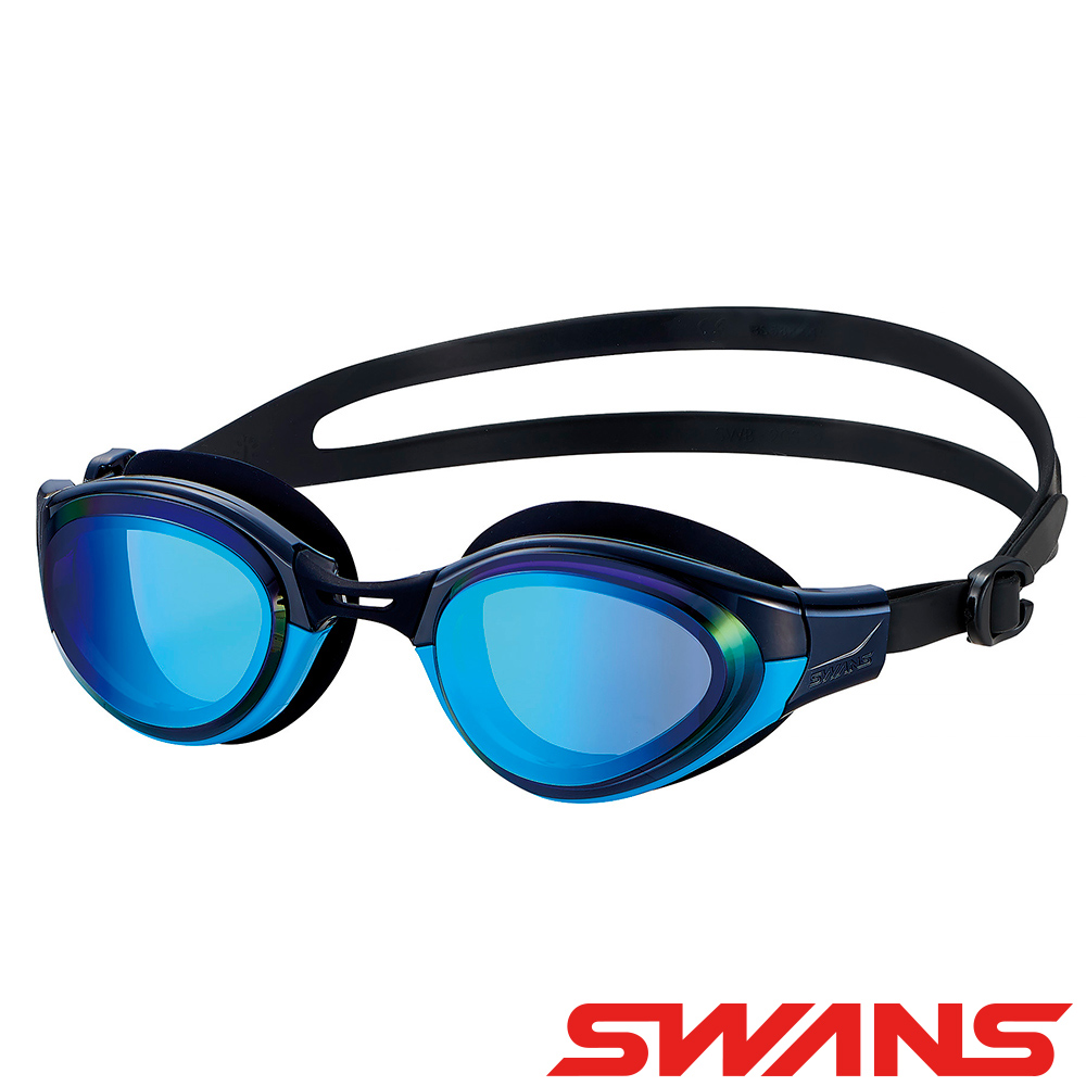 【SWANS 日本】玩酷戶外日本鍍膜泳鏡 (SLG-100M 深藍/抗UV/防霧/大鏡面)