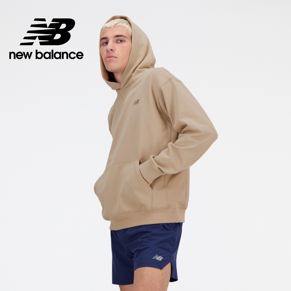 【New Balance】螺紋拼接連帽長袖上衣_男性_卡其色_MT41534SOT