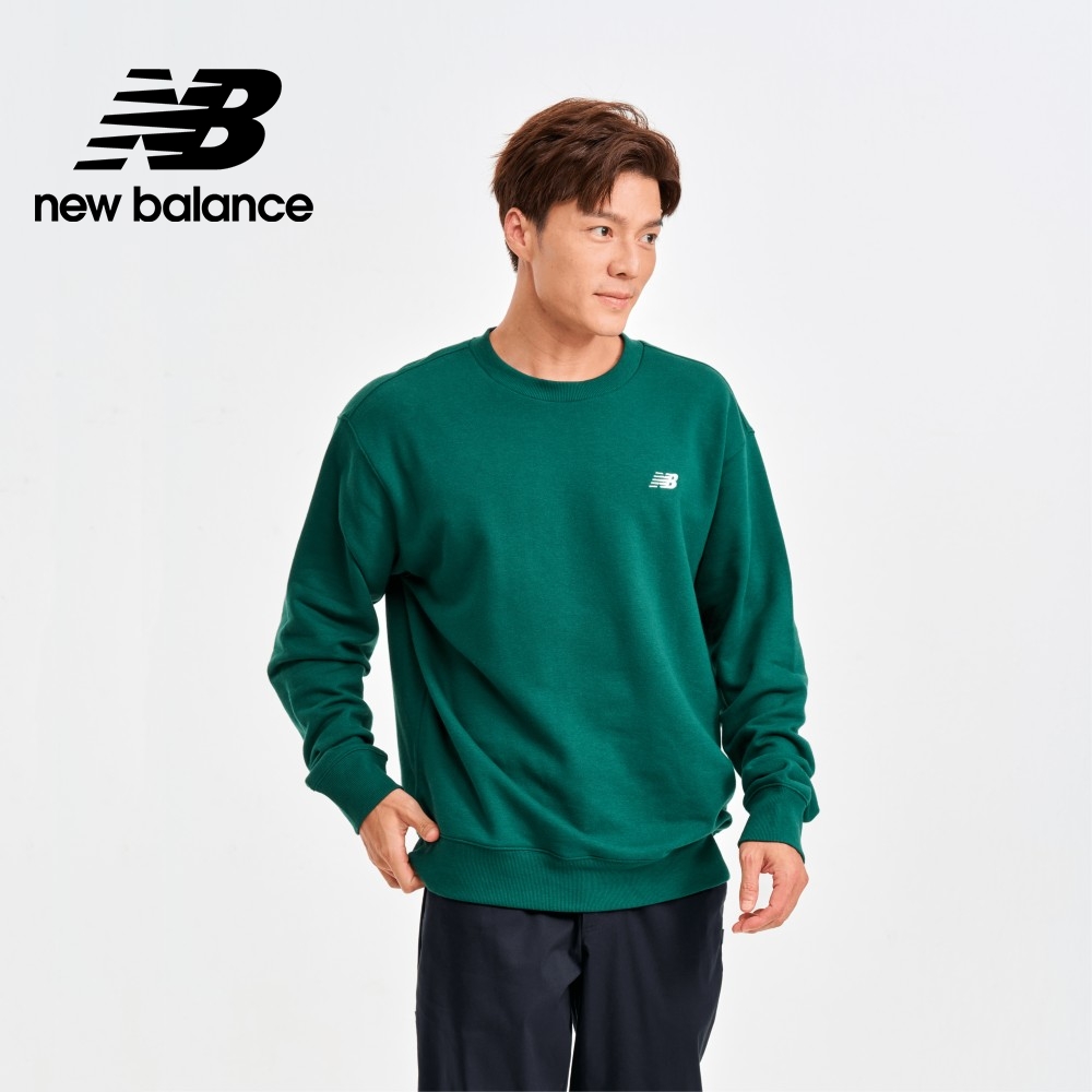 【New Balance】刺繡NB圓領長袖上衣 男性 綠色 MT41507NWG