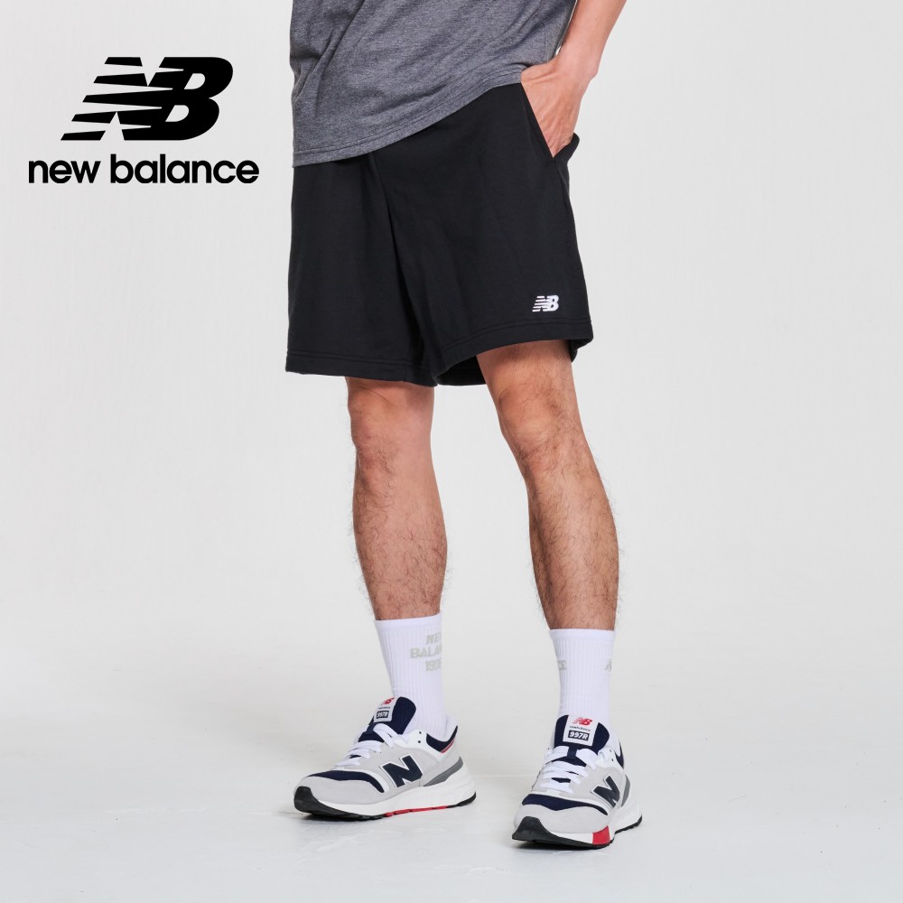 【New Balance】鬆緊抽繩棉質短褲_男性_黑色_MS41520BK