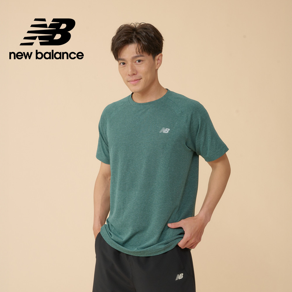 【New Balance】吸濕排汗短袖上衣 男性 綠色 MT41080NUS