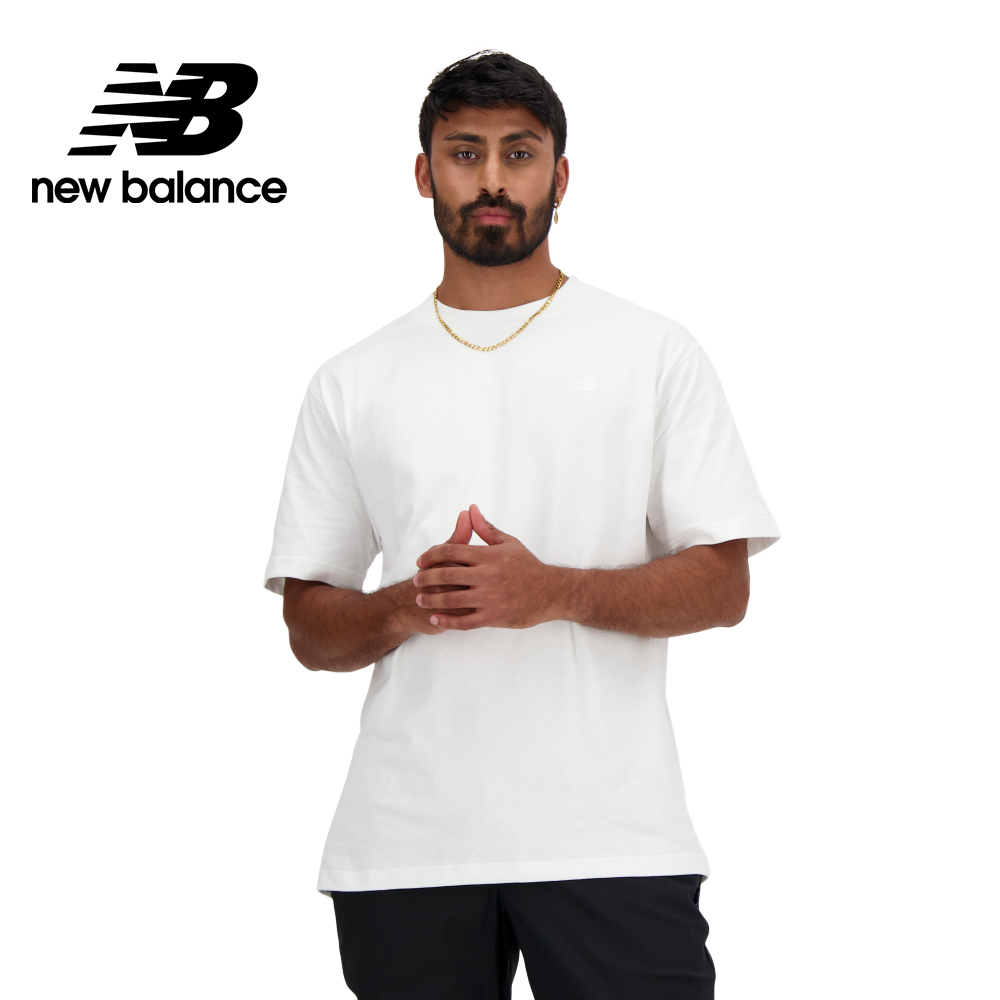 [New Balance厚磅LOGO短袖上衣 男性 白色 MT41533WT