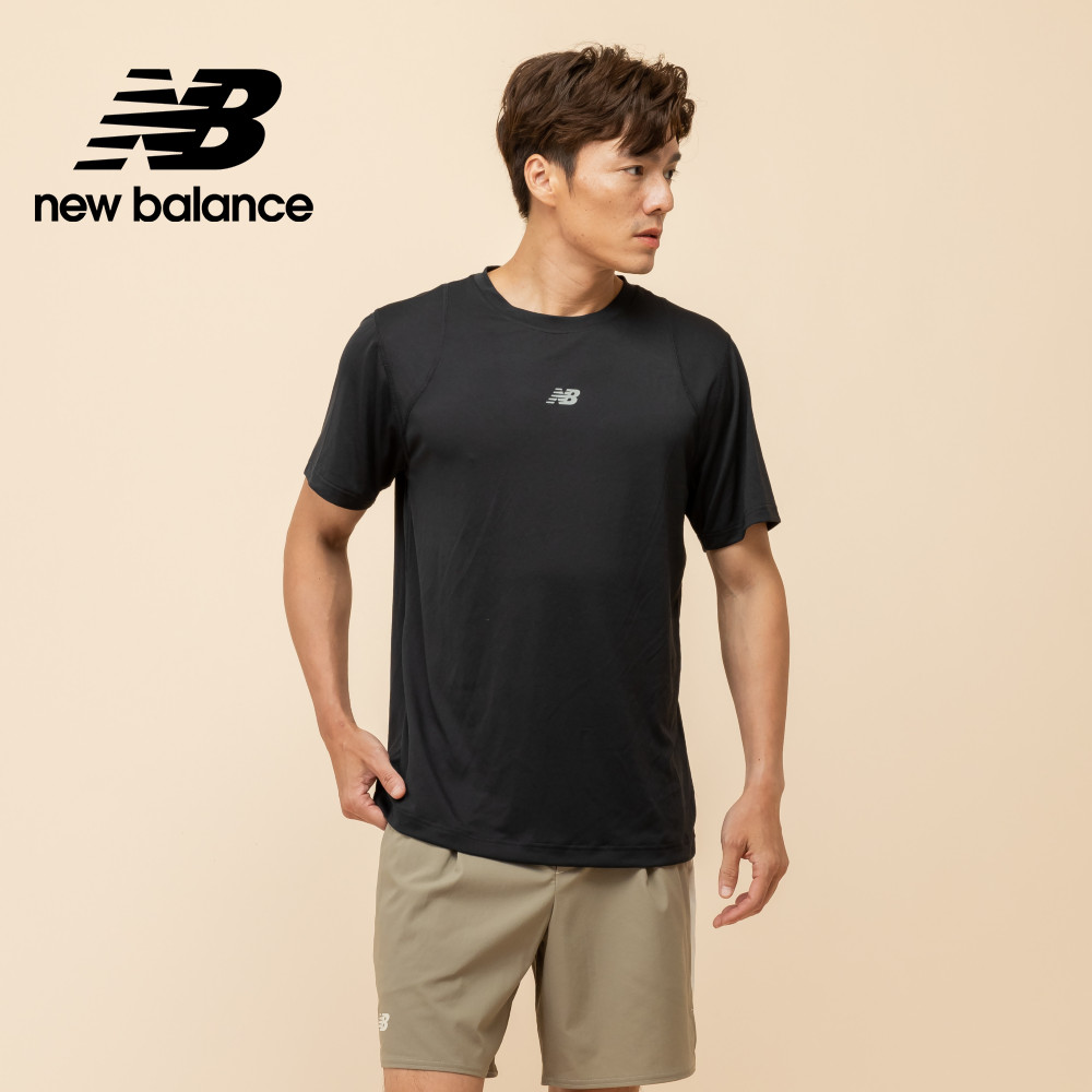 [New Balance吸濕排汗籃球緹花短袖長衣 男性 黑色 MT51607BK