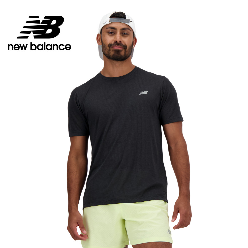 [New Balance涼感緹花網眼短袖上衣 男性 黑色 MT41253BK