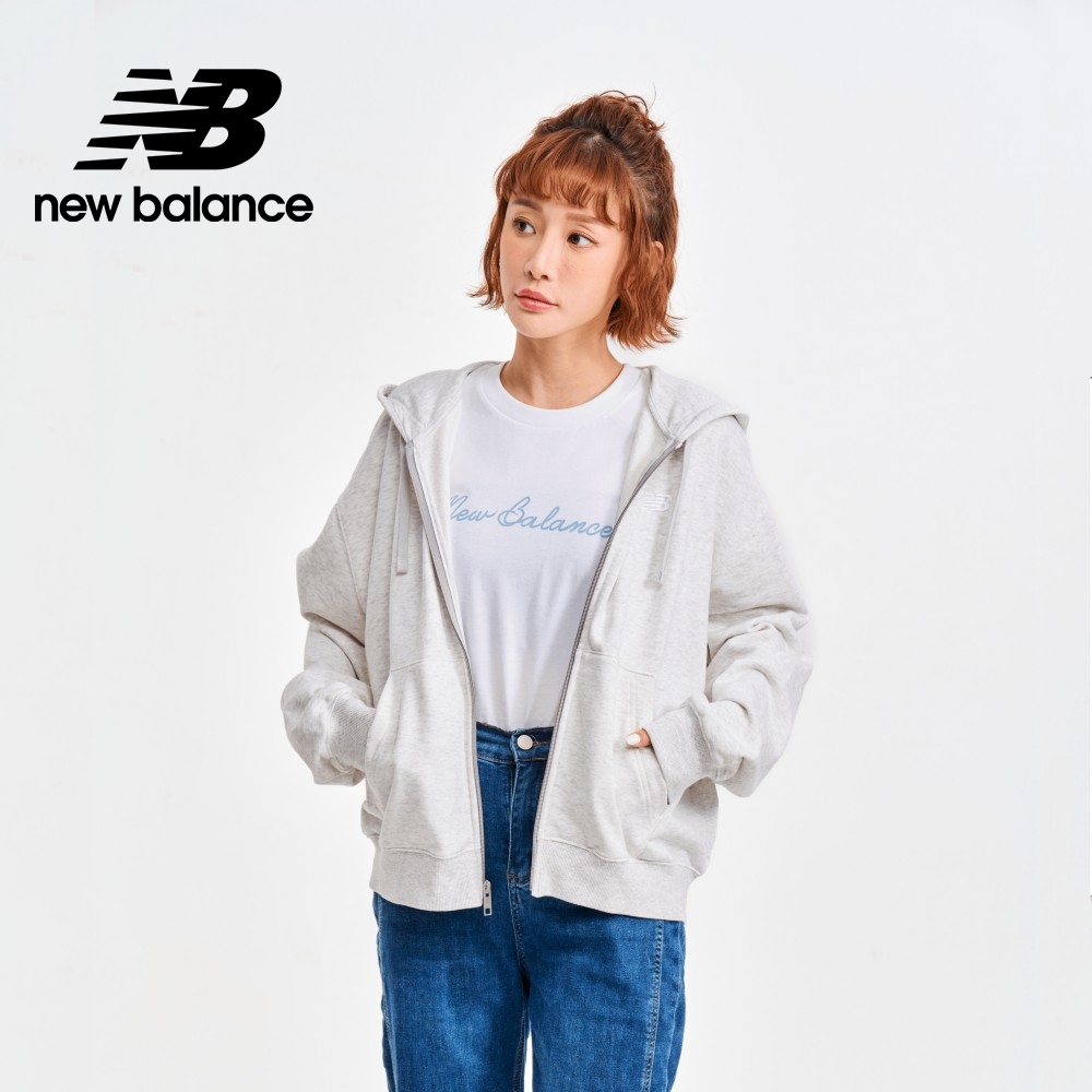 【New Balance】刺繡NB休閒連帽外套_女性_淺灰色_WJ41501AHH