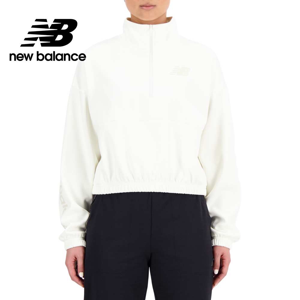 [New Balance機能保暖吸濕排汗半開襟長袖上衣 女性 米杏色 AWT33187SST