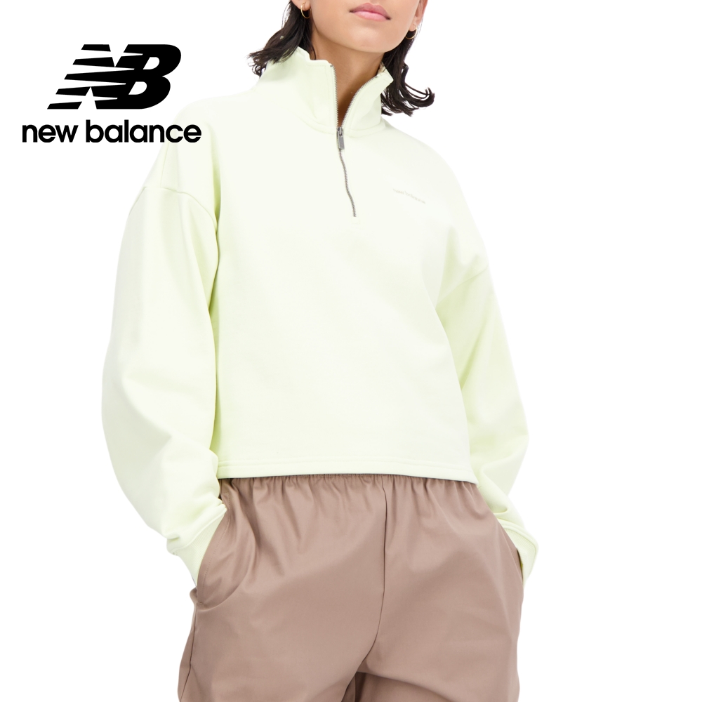 [New Balance刺繡半開襟上衣 女性 黃綠色 AWT33556POU