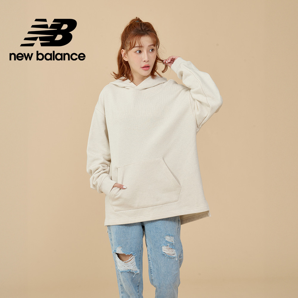 [New Balance刷毛前短後長連帽上衣 女性 米杏色 WT43512LIT