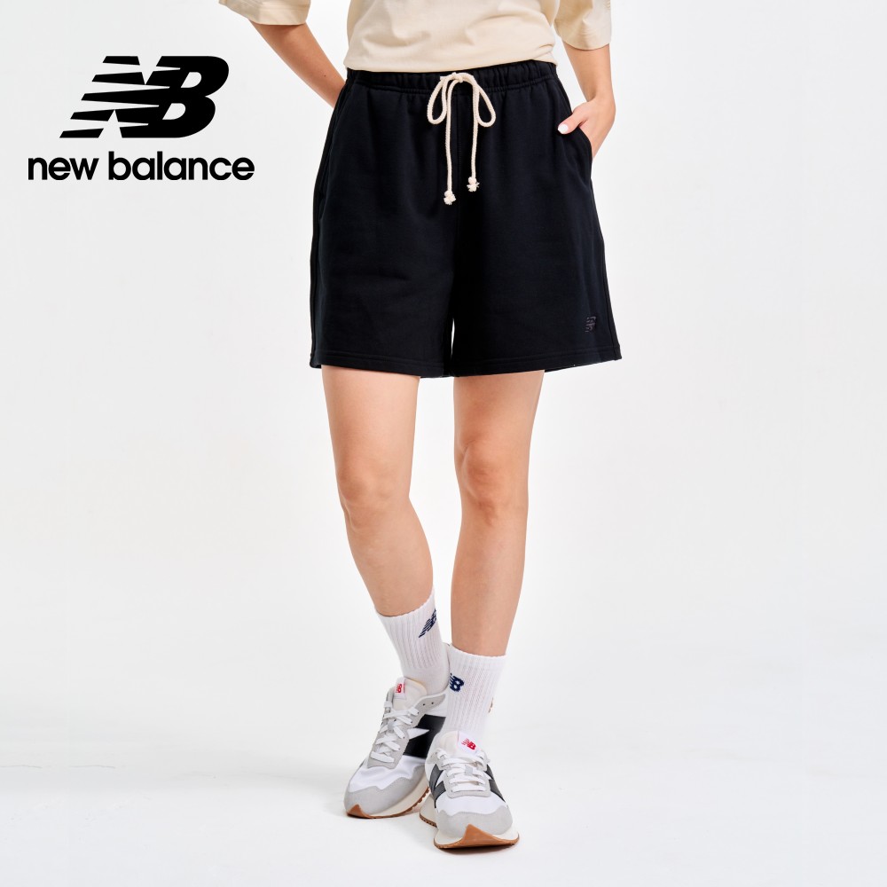 【New Balance】鬆緊抽繩棉質短褲_女性_黑色_WS41508BK
