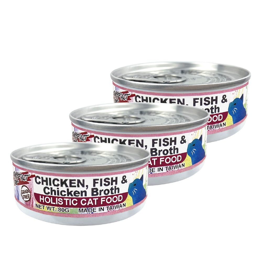 【波菲特】貓用無穀主食罐-雞肉魚肉配方80g*3罐組