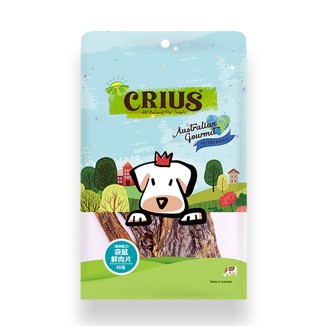 CRIUS 克瑞斯天然澳洲點心-袋鼠鮮肉片-(45Gx3包)
