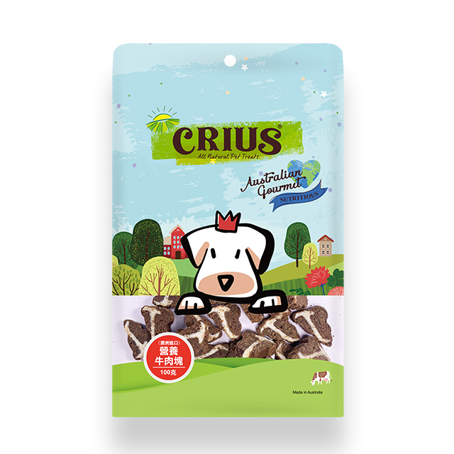 CRIUS 克瑞斯天然澳洲點心-營養牛肉塊-(100Gx3包)