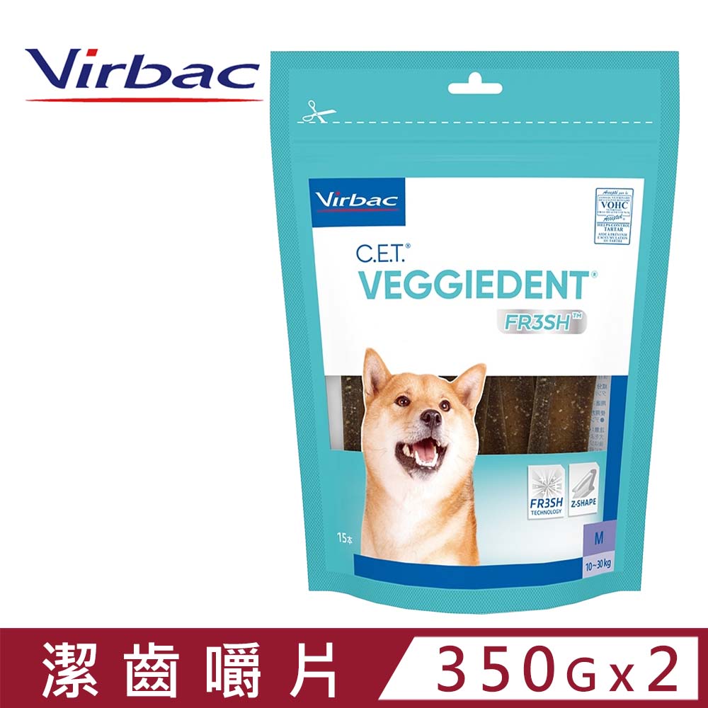 【2入組】法國維克Virbac-C.E.T.@植物性潔齒嚼片 350公克-中型犬專用10-30公斤