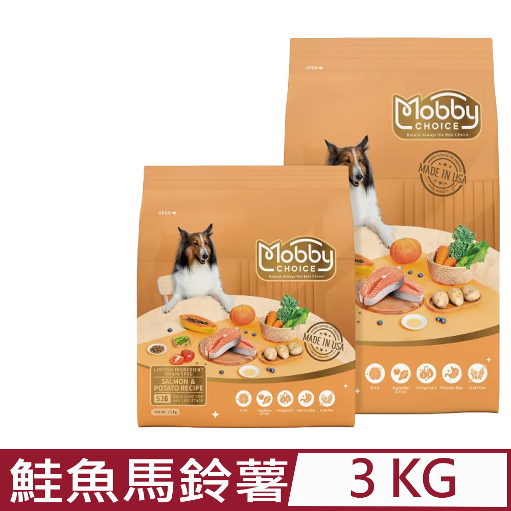 美國Mobby莫比自然食-S26鮭魚馬鈴薯全齡犬無穀食譜 3kg