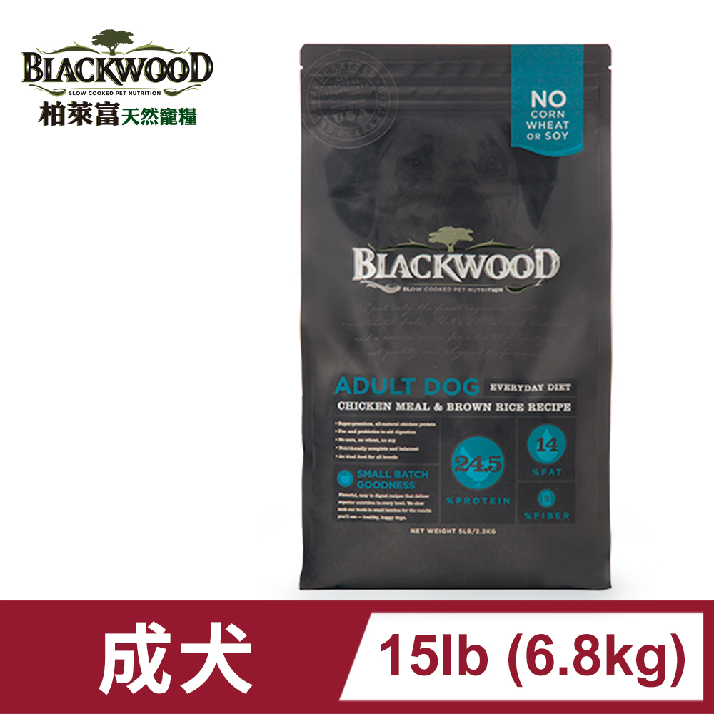 柏萊富BLACKWOOD-特調成犬活力配方(雞肉+糙米)/15lb(6.8kg)