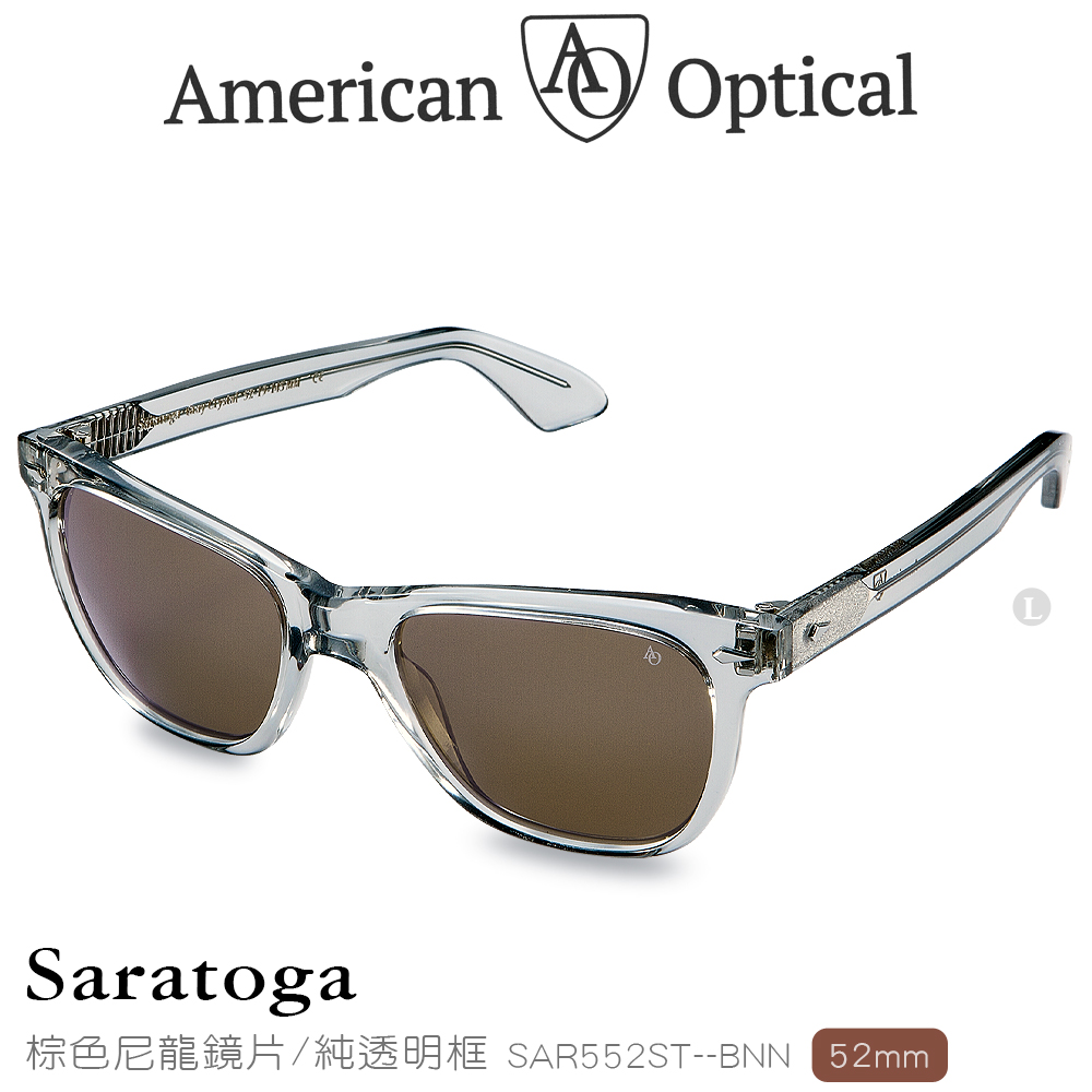 【福利品】AO Eyewear Saratoga系列太陽眼鏡 (棕色尼龍鏡片/純透明鏡框52mm)