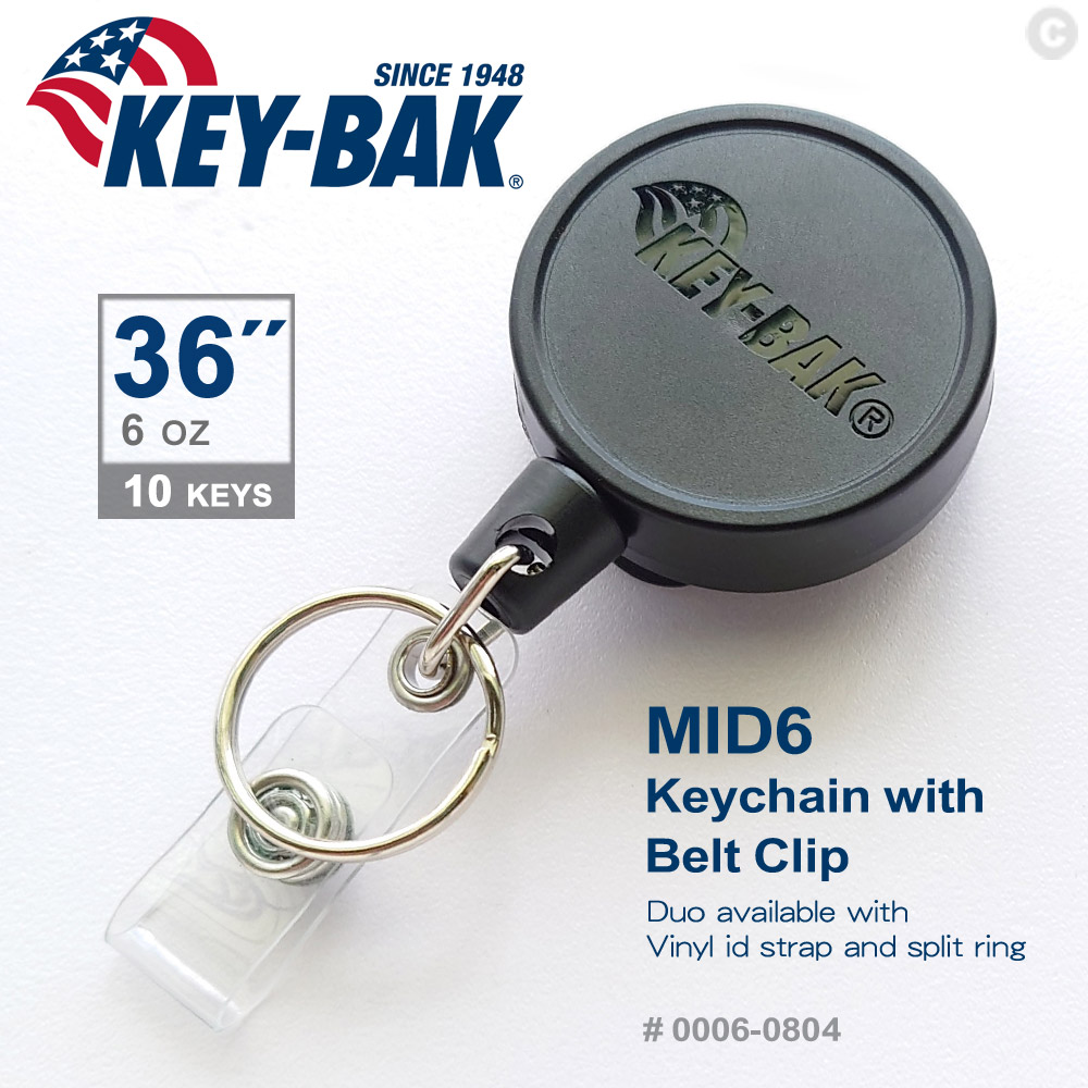 KEY-BAK MID6系列 36”伸縮鑰匙圈﹧腰掛式--附鑰匙圈