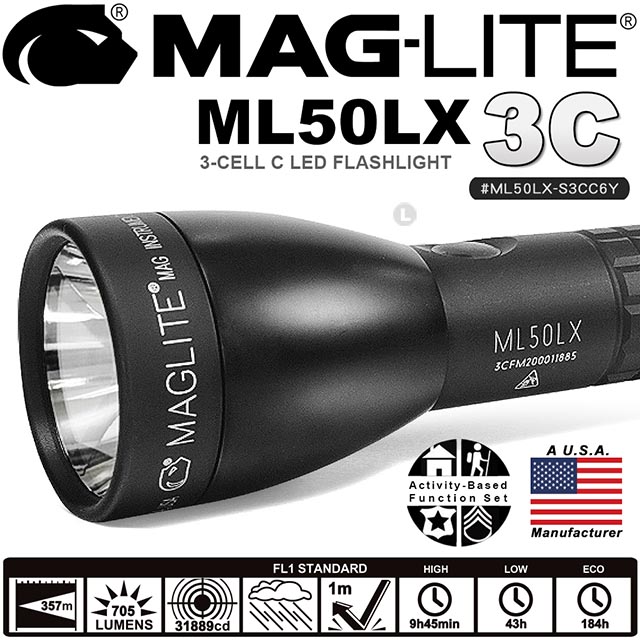 MAG-LITE ML50LX 3C LED 手電筒-黑色