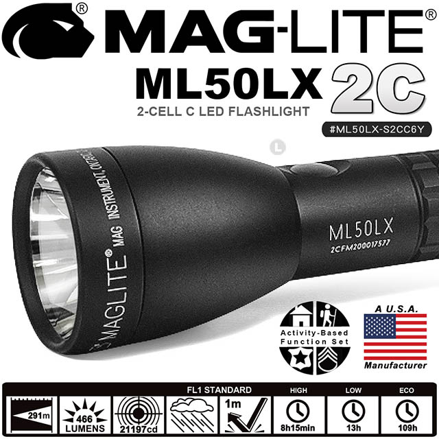 MAG-LITE ML50LX 2C LED 手電筒-黑色