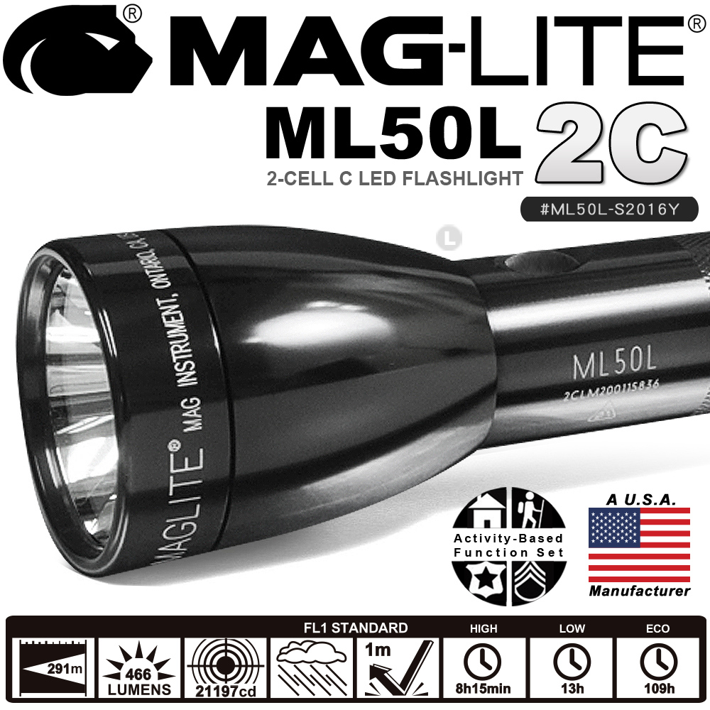 MAG-LITE ML50L 2C LED 手電筒-黑色
