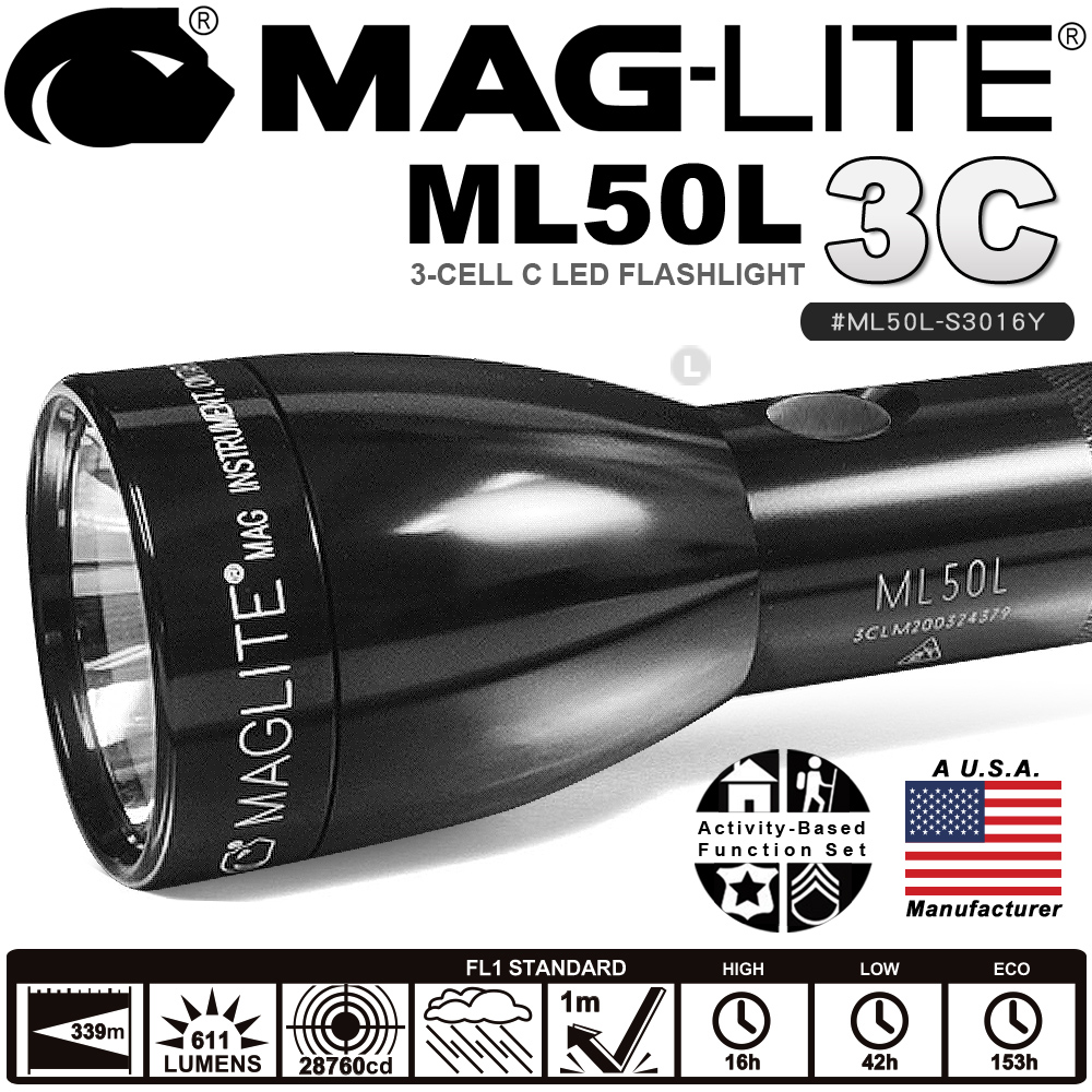 MAG-LITE ML50L 3C LED 手電筒-黑色