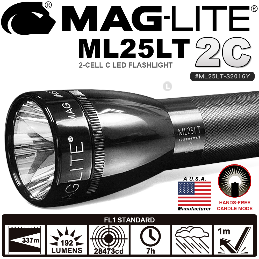 MAG-LITE ML25LT 2C LED 手電筒-黑色