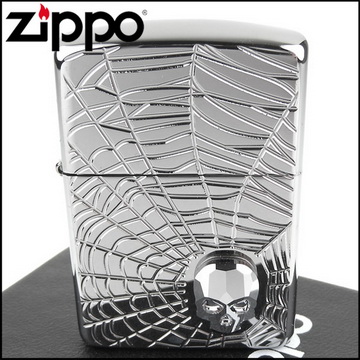 【ZIPPO】美系~Spider Web Skull-蜘蛛網骷髏圖案設計打火機(ARMOR裝甲)