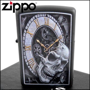 【ZIPPO】美系~Skull Clock-骷髏時鐘圖案設計打火機