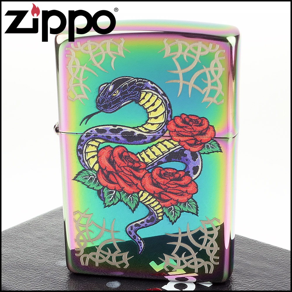 【ZIPPO】美系~Rose Snake-蛇與玫瑰圖案打火機
