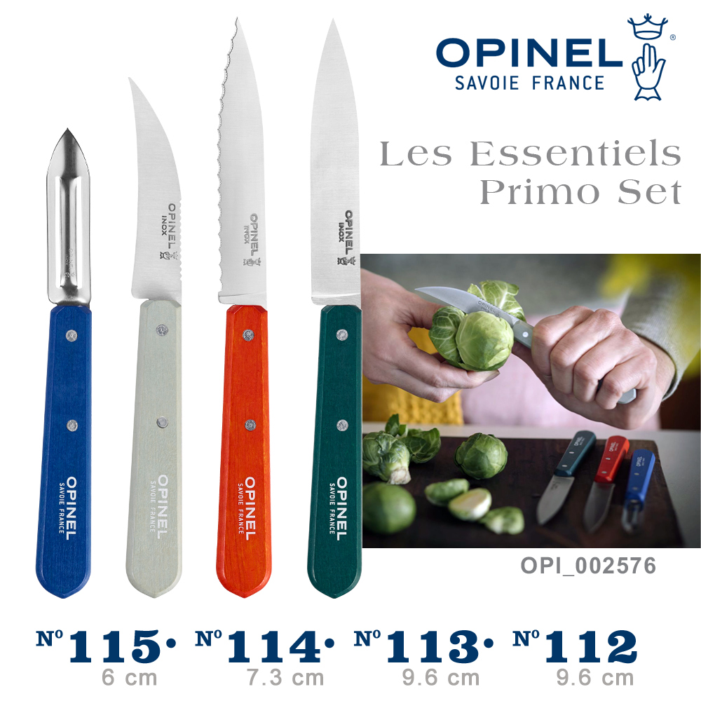 OPINEL Les Essentiels Primo Set 法國彩色不鏽鋼廚房刀具４件組
