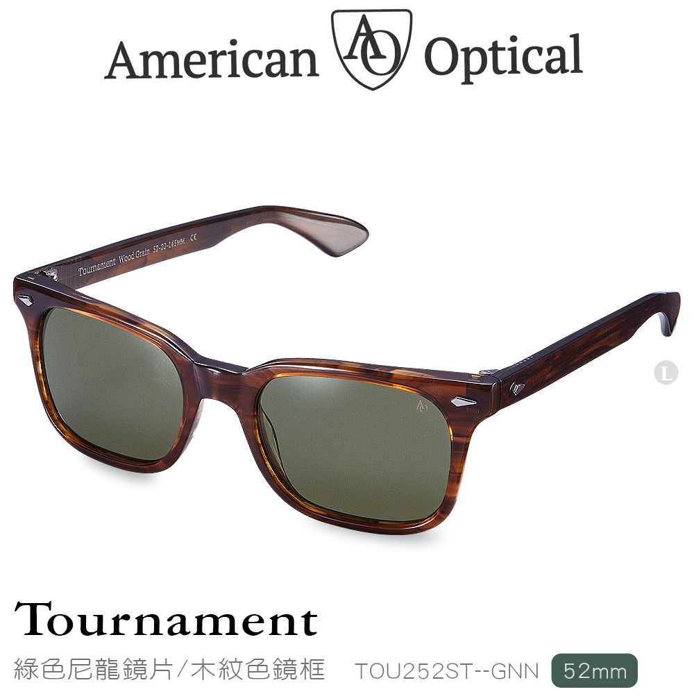 AO Eyewear Tournament系列太陽眼鏡 (綠色尼龍鏡片/木紋色鏡框52mm)
