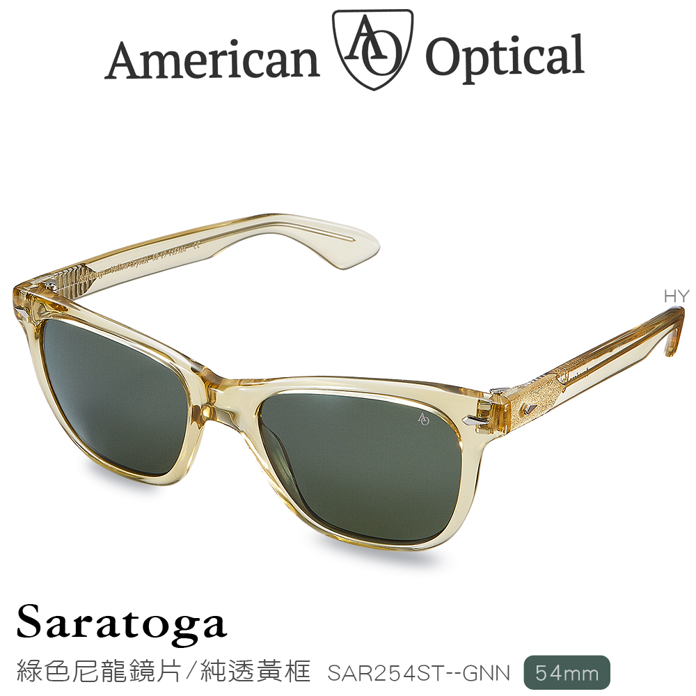 AO Eyewear Saratoga系列太陽眼鏡 (綠色尼龍鏡片/純透黃鏡框54mm)