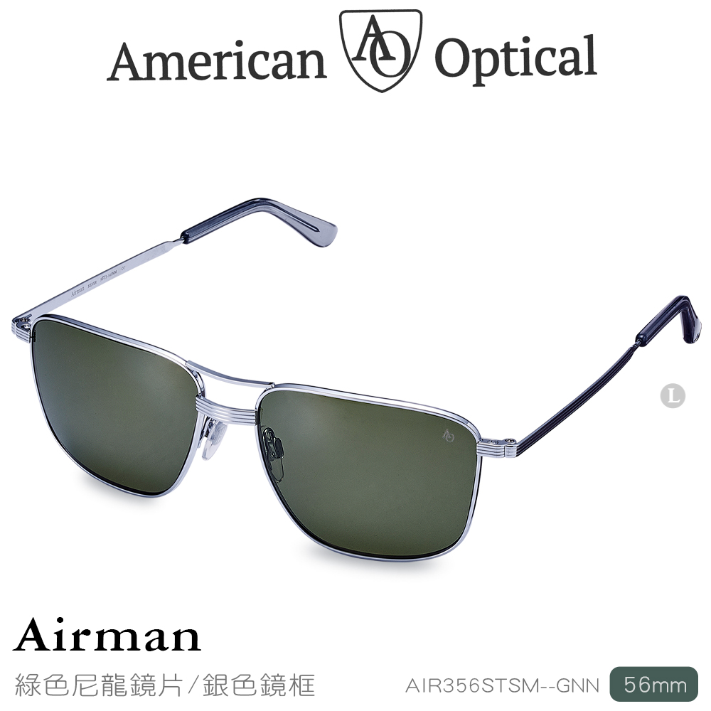 AO Eyewear Airman系列太陽眼鏡 (綠色尼龍鏡片/銀色鏡框56mm)