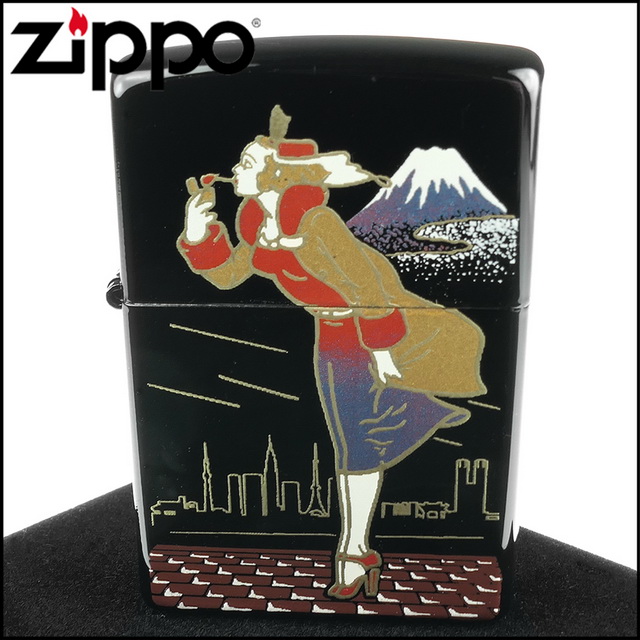 【ZIPPO】日系~本金蒔繪-Windy Girl風中女郎-傳統工藝加工打火機