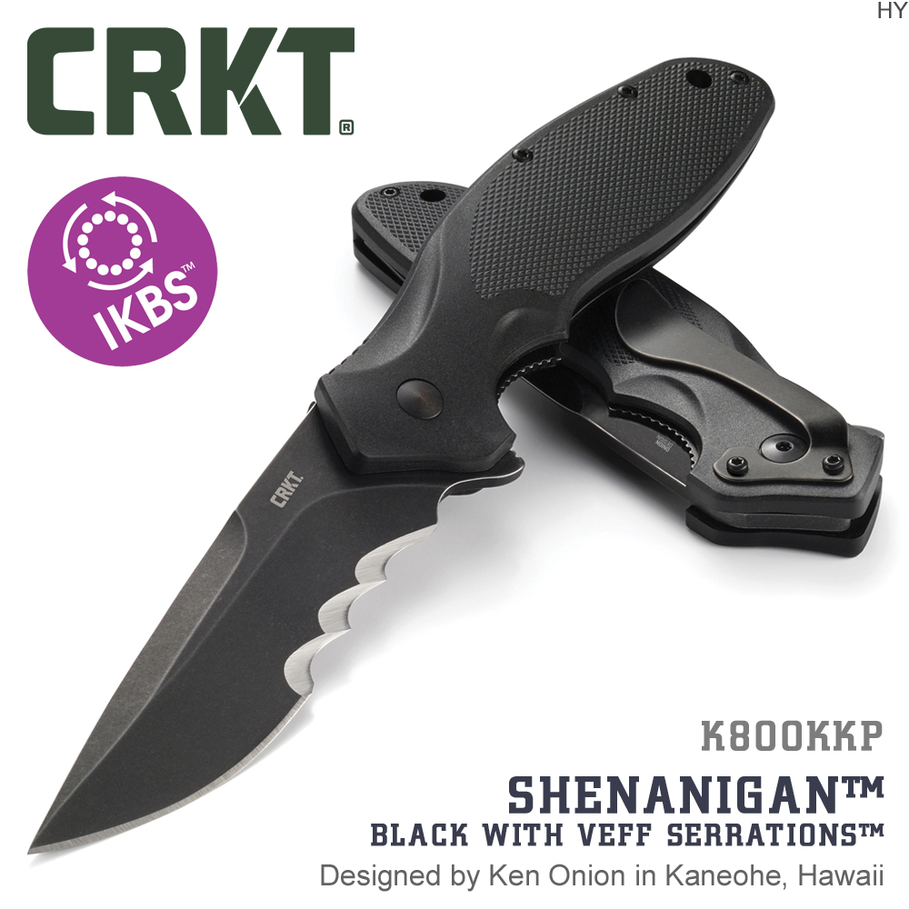 CRKT SHENANIGAN BLACK半齒刃折刀#K800KKP