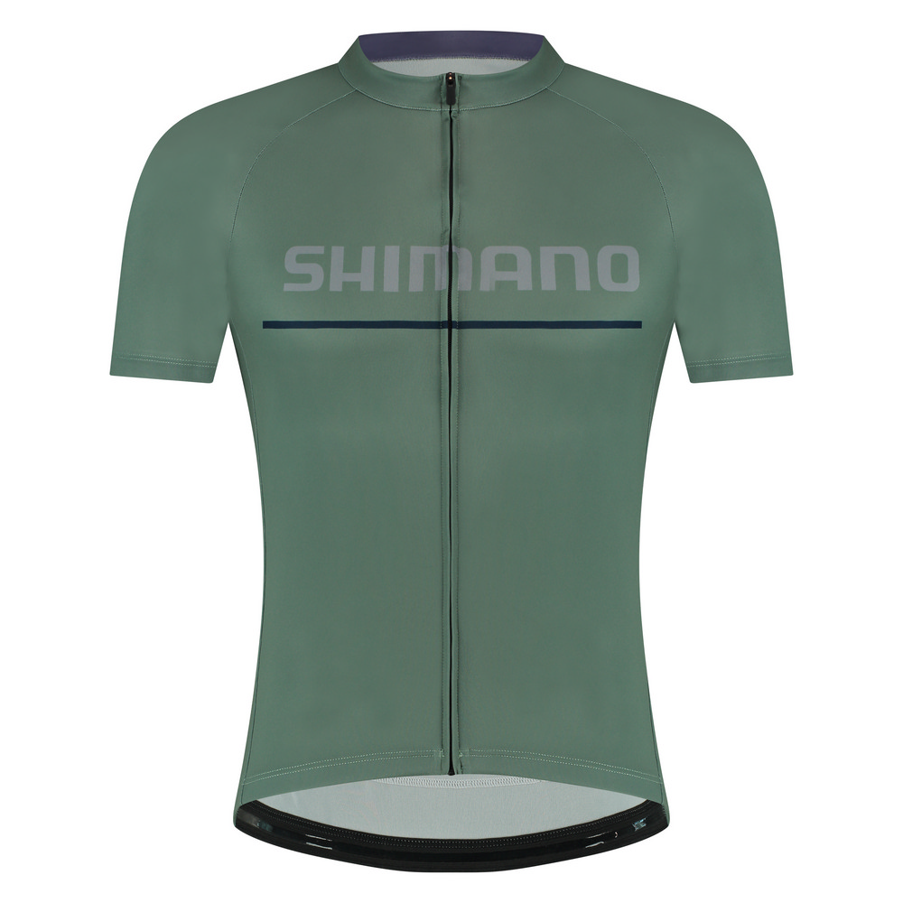 【SHIMANO】LOGO 男款短袖車衣 復古綠色
