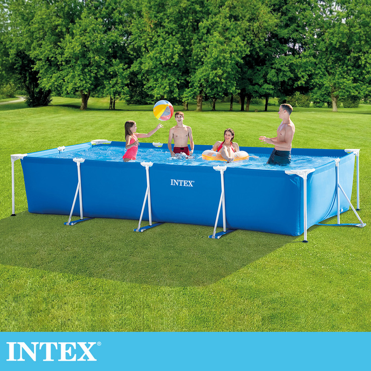INTEX 簡易裝長方型框架游泳池450x220x84cm(7127L)適用6歲+ (28273)