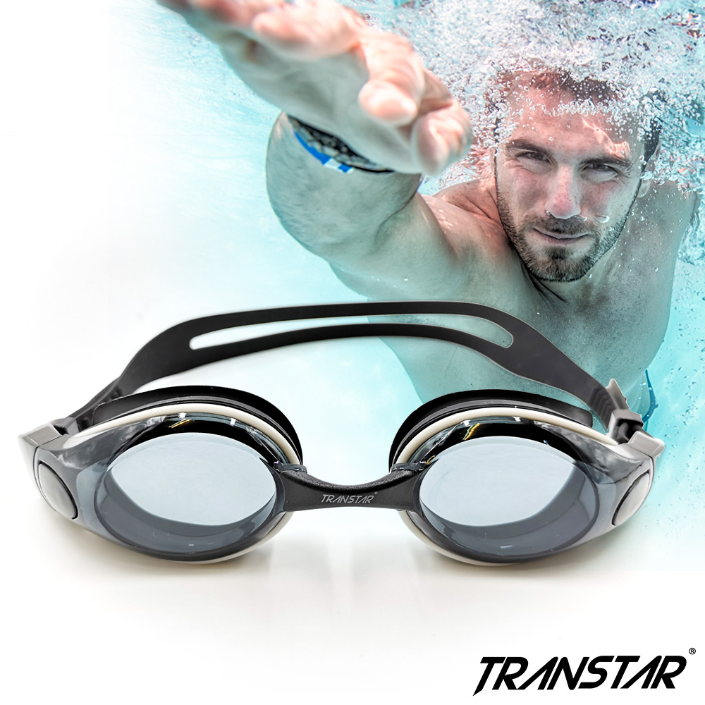 TRANSTAR 泳鏡 抗UV塑鋼鏡片 按鍵式扣帶-9450