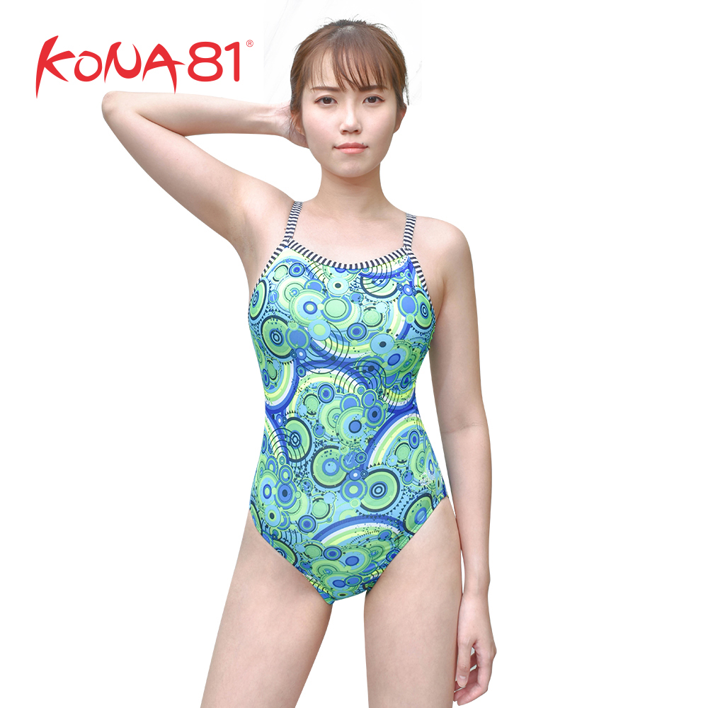 酷吶81 Dolfin 女性阿米巴彩繪連身泳裝 彩繪綠