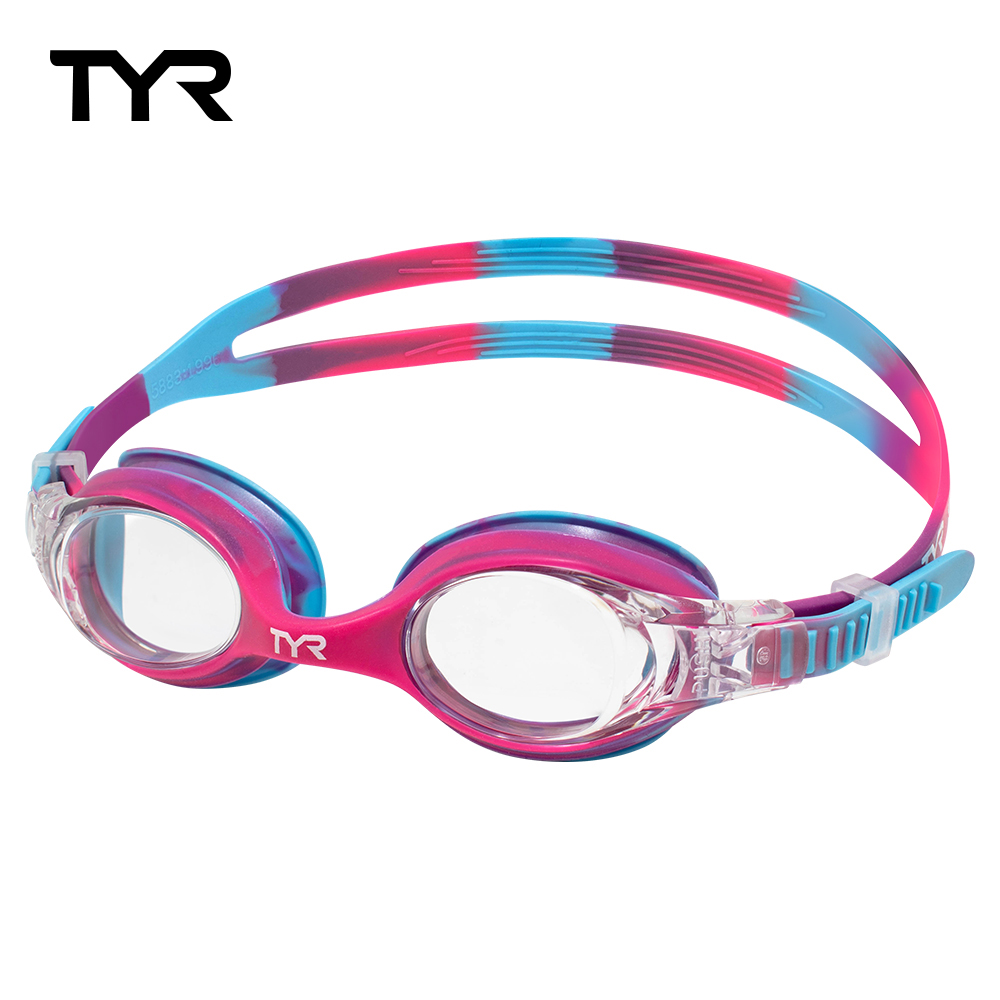 美國TYR Swimple Tie Dye 舒適抗UV兒童泳鏡 粉藍色